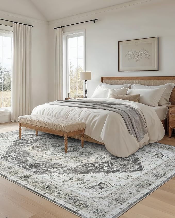 AMADA HOMEFURNISHING 9x12 Area Rug, Washable Low-Profile Large Area Rug - Image 3