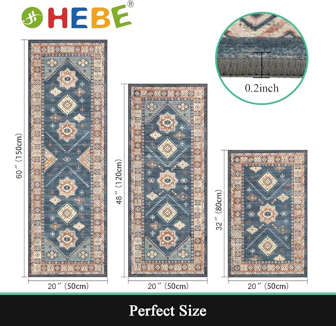 HEBE Boho Kitchen Rug Sets 3 Piece - Image 2