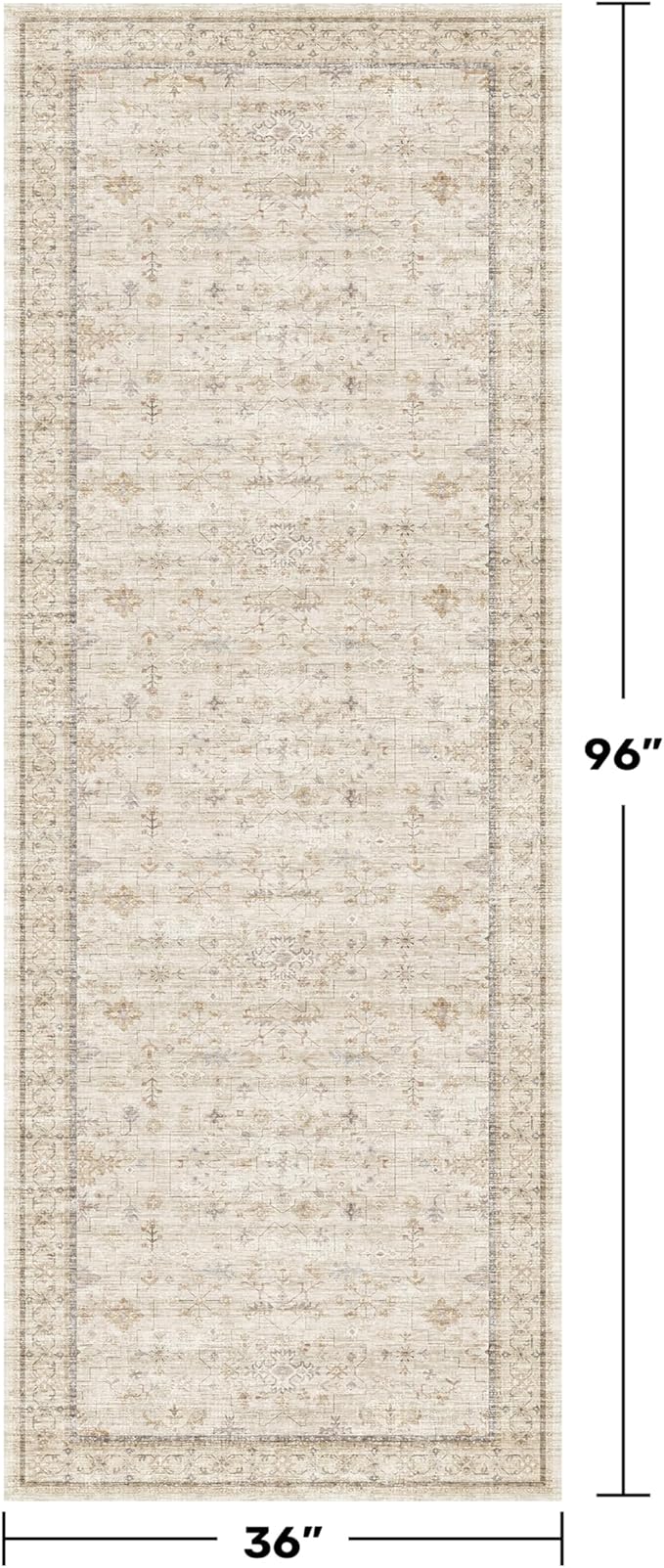 3x8 Non Slip Wide Runner Rug for Hallway Washable, Long Farmhouse Kitchen Rugs - Image 2