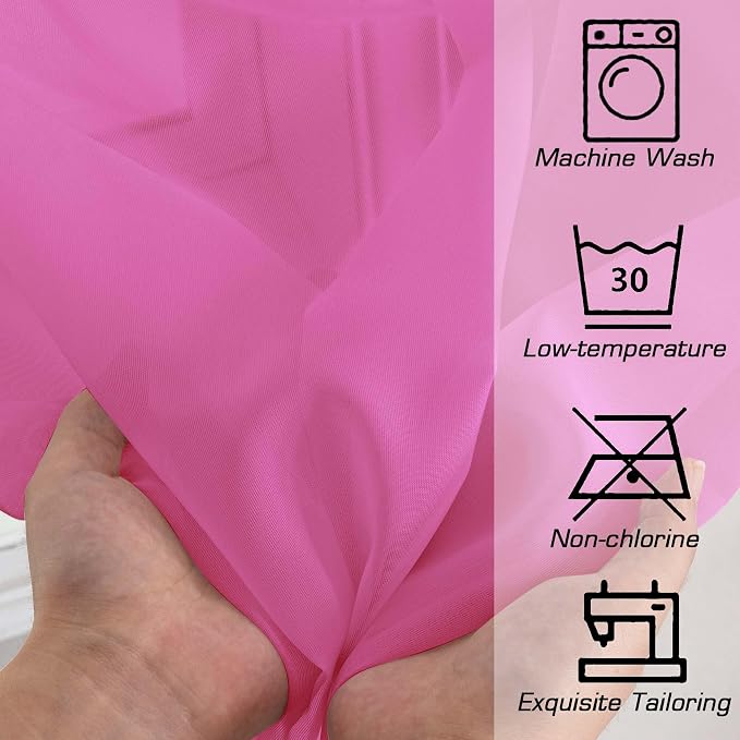Simplebrand Hot Pink Sheer Curtains 84 Inches Long, Light Filtering Rod Pocket - Image 6