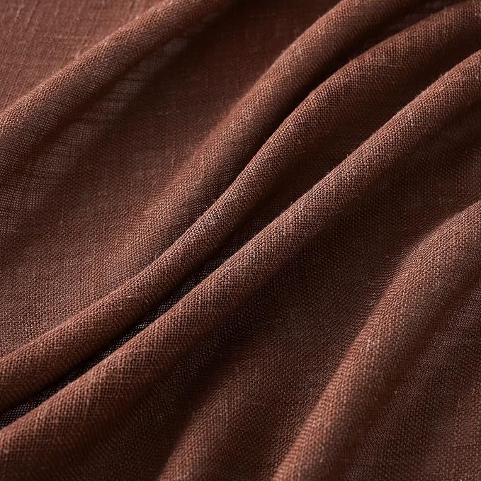 MIULEE Chocolate Brown Linen Curtains 63 Inch Length 2 Panels - Image 4