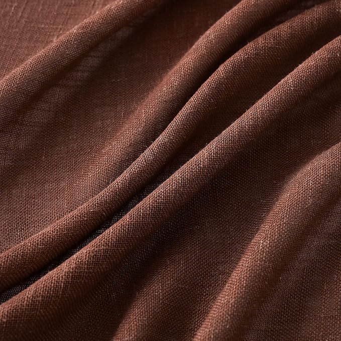 MIULEE Chocolate Brown Linen Curtains 52x54 Inch Long 2 Panels - Image 4