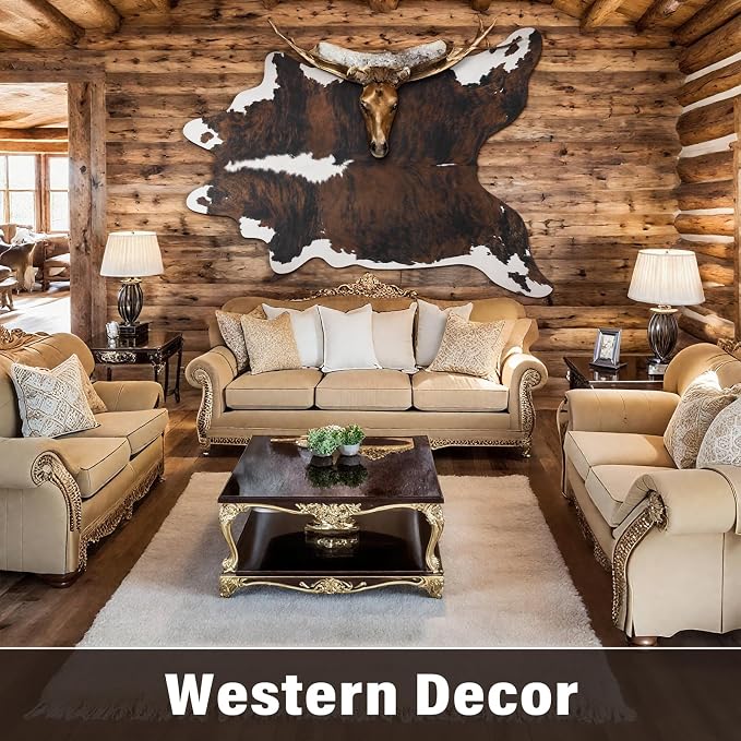 AROGAN Western Decor Faux Fur Cowhide Rug, 4.6x5.2 Feet Premium Animal Skin Cow - Image 5