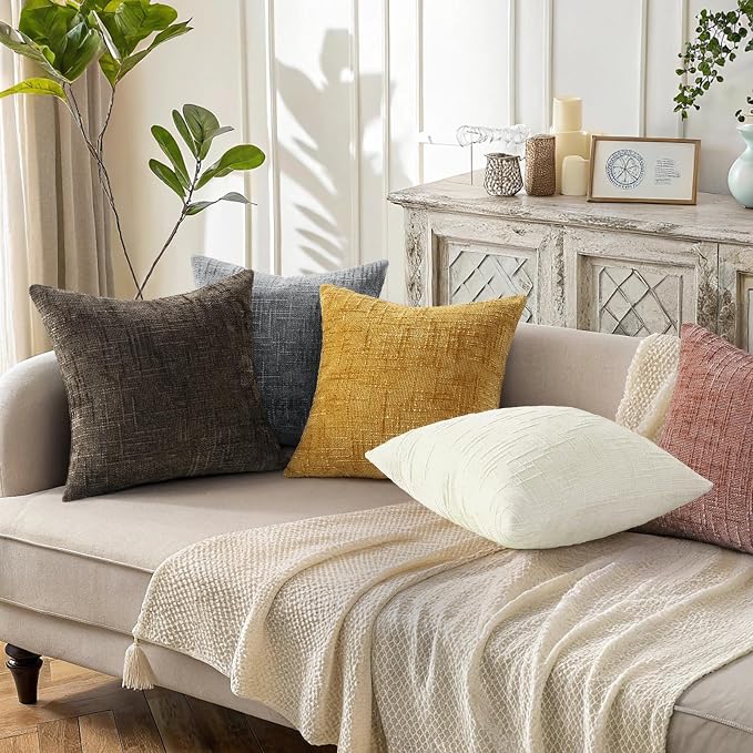 decorUhome Summer Pink Chenille Throw Pillow Covers 20x20 Set of 2 Textured - Image 5