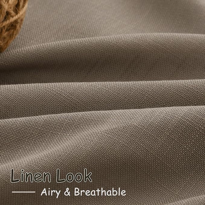 Nanspring Dark Taupe Linen Curtains 63 Inches Length 2 Panels Set - Image 5