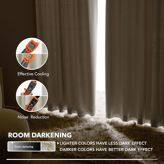 Deconovo Blackout Curtains, Thermal Insulated, W52 x L63 2 Panels, Back Tab - Image 8