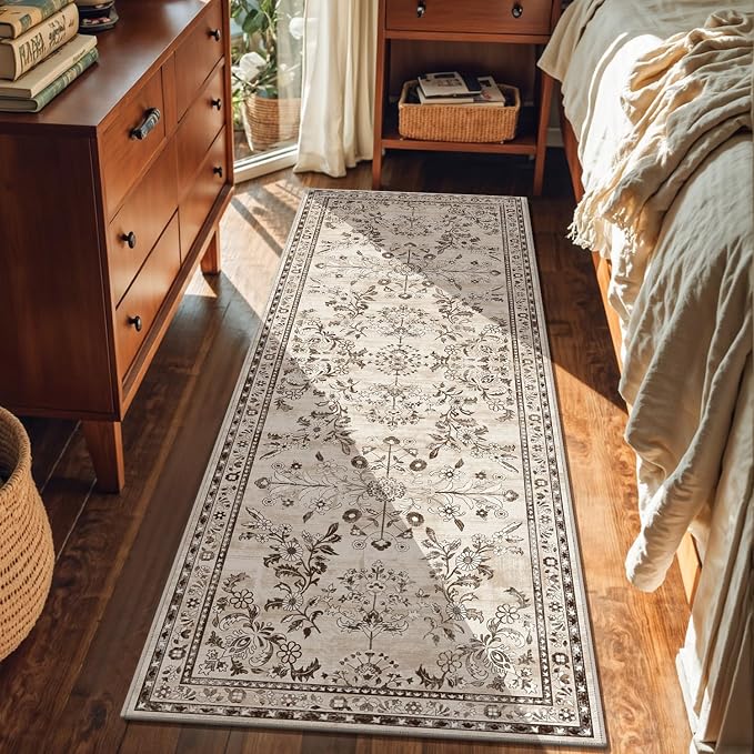 Yamaziot Washable Runner Rug 2x6 – Non Slip Boho Floral Hallway Runner Rug - Image 3