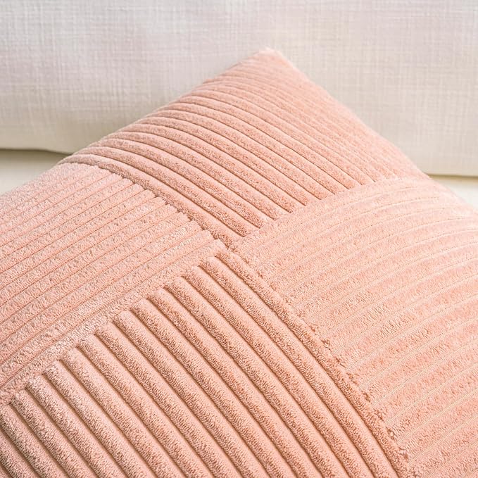 Fancy Homi 2 Packs Peach Decorative Throw Pillow Covers 18x18 Inch - Image 4