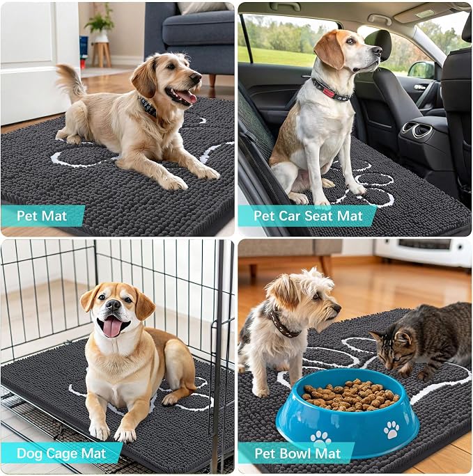 OLANLY Dog Door Mat for Muddy Paws 54x32, Paw Print Design, Absorbs Moisture - Image 7