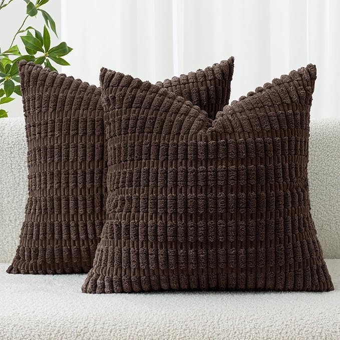 MIULEE Pack of 2 Corduroy Decorative Throw Pillow Covers 20x20 Inch Soft Boho by MIULEE