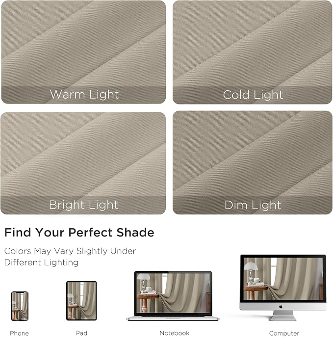CUCRAF Light Beige Blackout Curtains Customize, Rod Pocket Room Darkening - Image 4