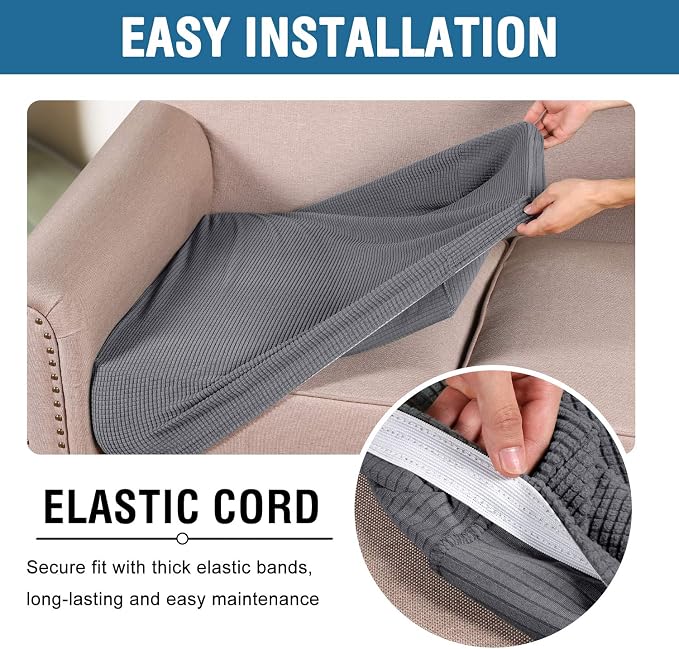 H.VERSAILTEX High Stretch Individual Seat Cushion Covers 3 Pack Thick Jacquard - Image 6