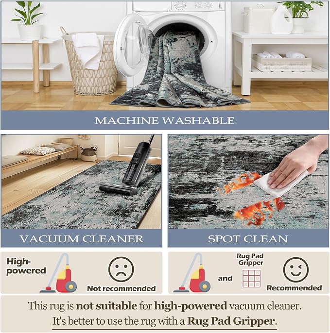 Washable Area Rugs 2'x3' Non-Slip Modern Abstract Soft - Image 6