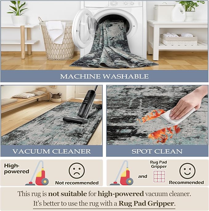Washable Area Rugs 4'x6' Non-Slip Modern Abstract Soft - Image 5