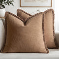 MIULEE Decorative Throw Pillow Covers Neutral Linen Fringe Throw Pillows Euro by MIULEE