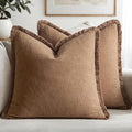 MIULEE Decorative Throw Pillow Covers Neutral Linen Fringe Throw Pillows Set of by MIULEE