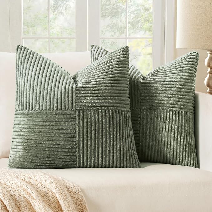 MIULEE Light Olive Green Decorative Throw Pillow Covers 18x18 Inch by MIULEE