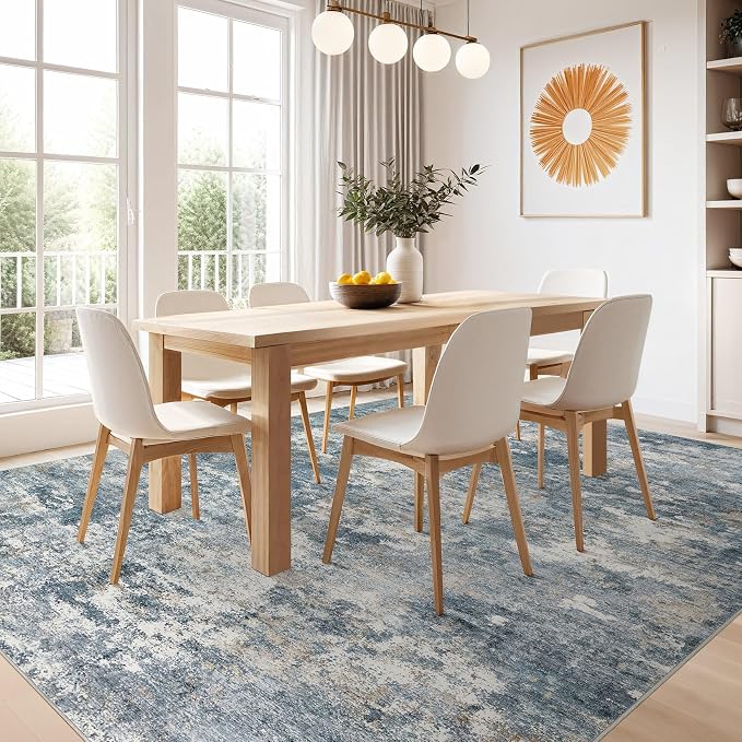 Nakagishi 5x7 Area Rugs Living Room: Washable Abstract Large Neutral Soft Rug - Image 5