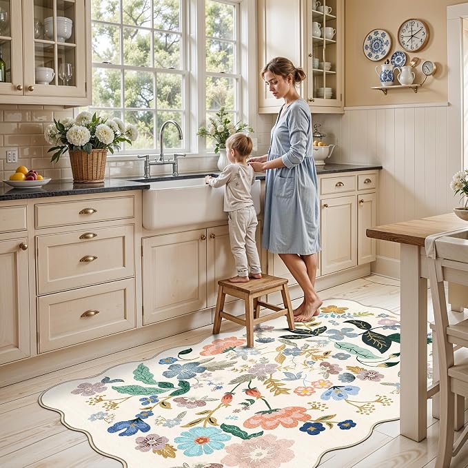 4x6 Living Room Area Rugs: Washable Boho Kitchen Rugs Non Slip Low-Pile Small - Image 5