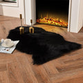 duduta Black Faux Sheepskin Fur Throw Rug 2x3 ft, Fluffy Shag Chair Cover Small by duduta