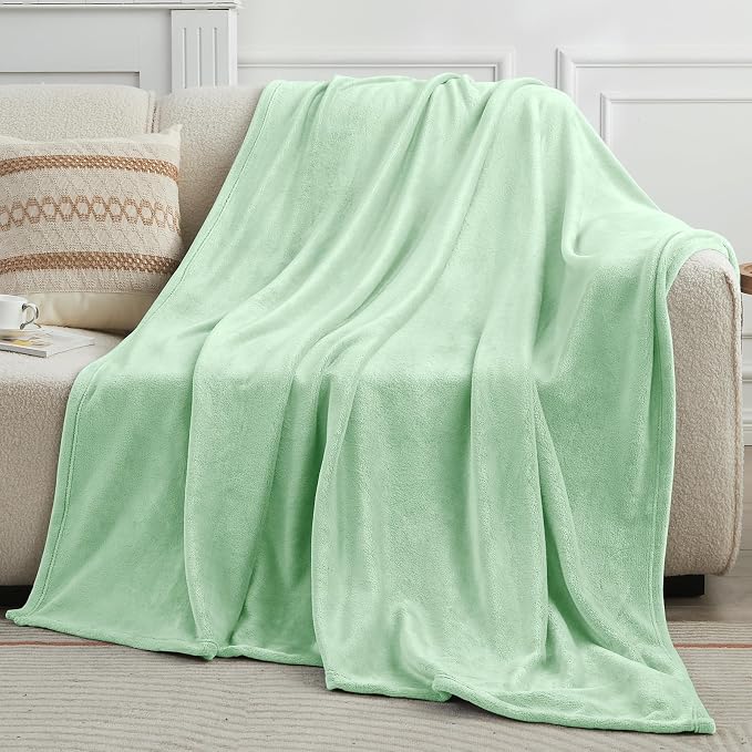 KMUSET Sage Green Fleece Throw Blanket - Image 4