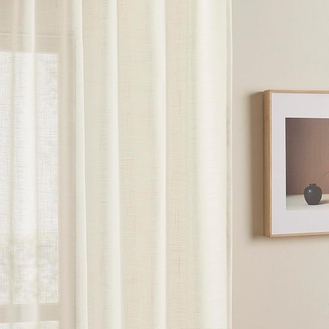 Joydeco Sheer Curtains 72 Inches Long, Linen Curtains Window Privacy Assured - Image 5
