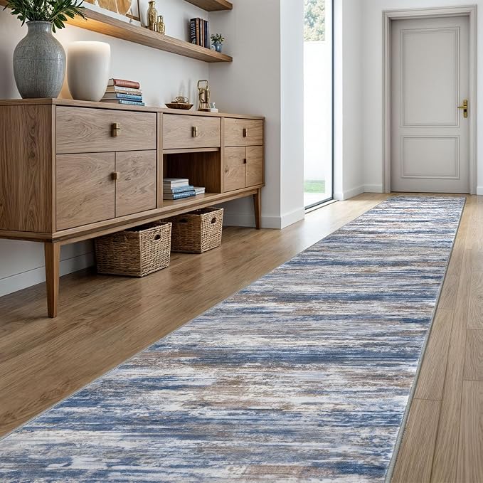 KOZYFLY Modern Abstract Washable Runner Rug 2.6x20 Hallway Runners Non-Slip - Image 7