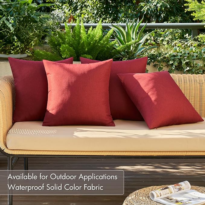 MIULEE Pack of 4 Decorative Solid Waterproof Throw Pillow Covers Linen Garden - Image 3