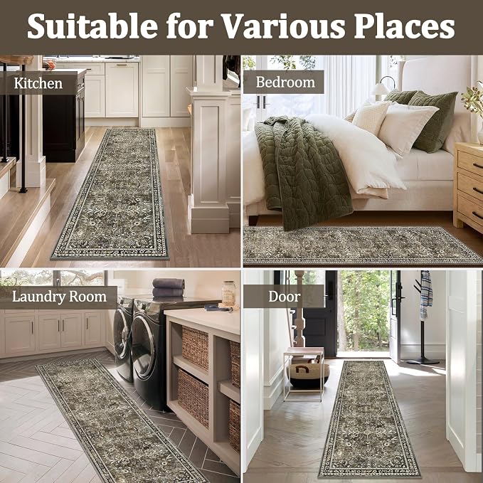Yamaziot Washable Runner Rug 2x8 – Non Slip Boho Floral Hallway Runner Rug - Image 7