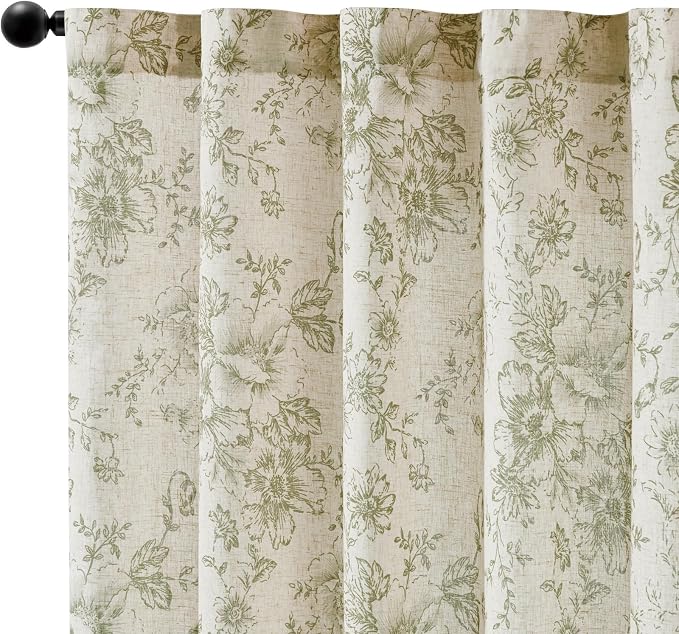 jinchan Linen Blend Floral Curtains - Image 9