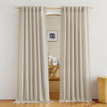 NICETOWN Linen Taupe Curtains 84 inches Long, Rod Pocket & Back Tab Flax Linen by NICETOWN