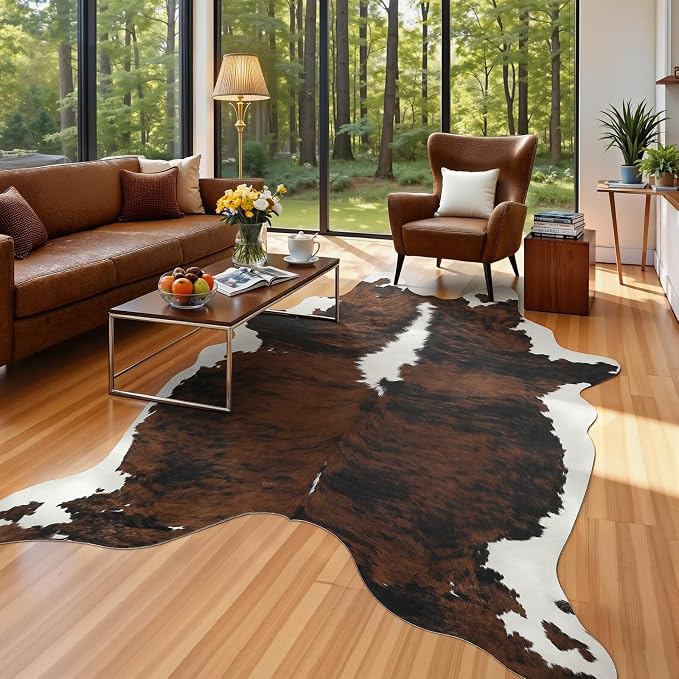 AROGAN Western Decor Faux Fur Cowhide Rug, 4.6x5.2 Feet Premium Animal Skin Cow - Image 9