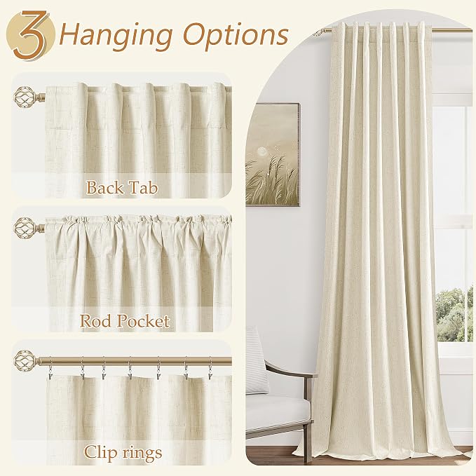 Guken 100% Blackout Curtains 120 Inch Length 2 Panels Set - Image 6