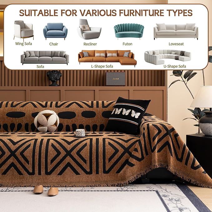 HANDONTIME Boho Couch Cover Geometric Striped Pet Covers - Image 8
