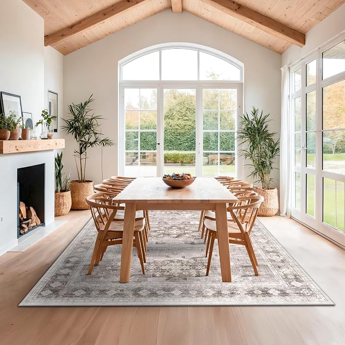Washable Farmhouse Living Room Rug, 8x10 Area Rugs - Image 3