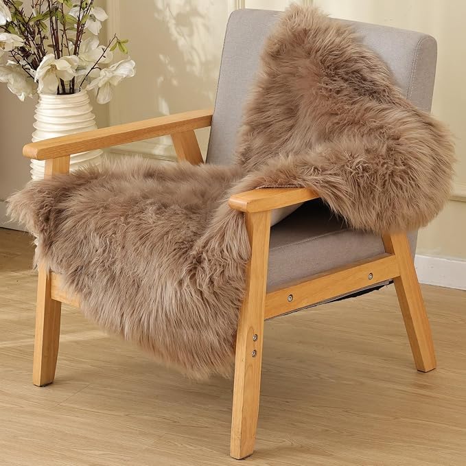 ORINOVA Beige Faux Sheepskin Fluffy Fur 2x3 Area Rugs by ORINOVA