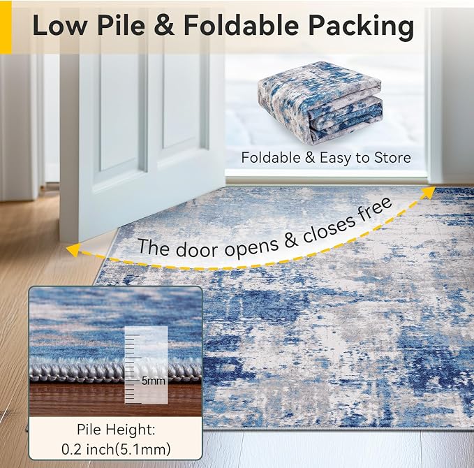 Washable Area Rugs 3'x5' Non-Slip Modern Abstract Soft - Image 7