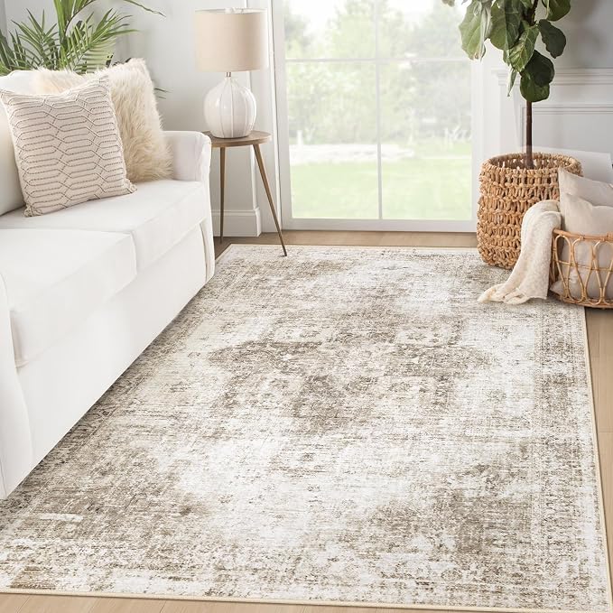 Area Rug 3x5 Washable Rug, Vintage Boho Medallion Entryway Rug Non-Slip Soft by VECARF