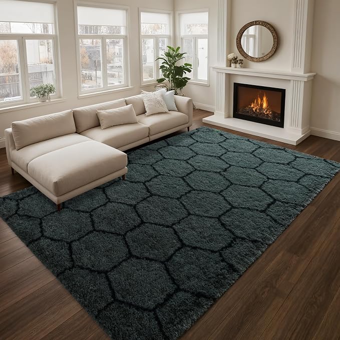 6x9 Large Dark Grey Fluffy Soft Area Rug Non-Slip - Image 2