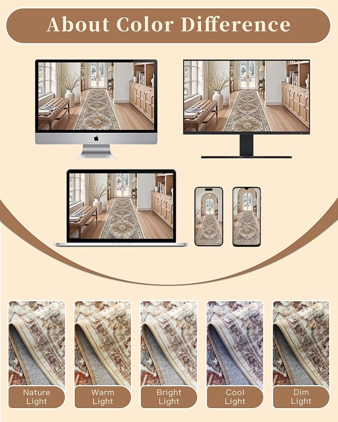 Madane Washable Area Rug 2x4, Small Entryway Rug Non-Slip Vintage Door Mat - Image 9