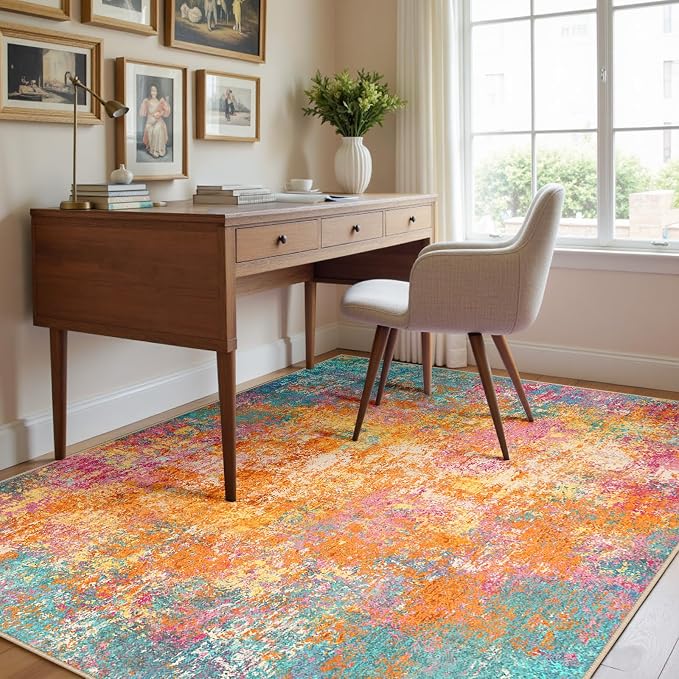 Washable Area Rugs 4'x6' Non-Slip Modern Abstract Soft - Image 5