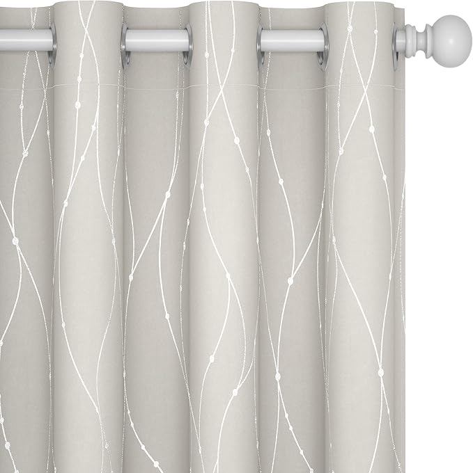 Deconovo Beige Curtains for Living Room, Light Darkening Soundproof Drapes by Deconovo