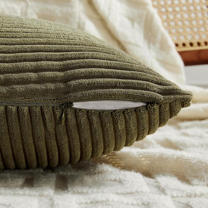 Fancy Homi 2 Packs Olive Green Lumbar Decorative Throw Pillow Covers 16x28 Inch - Image 4