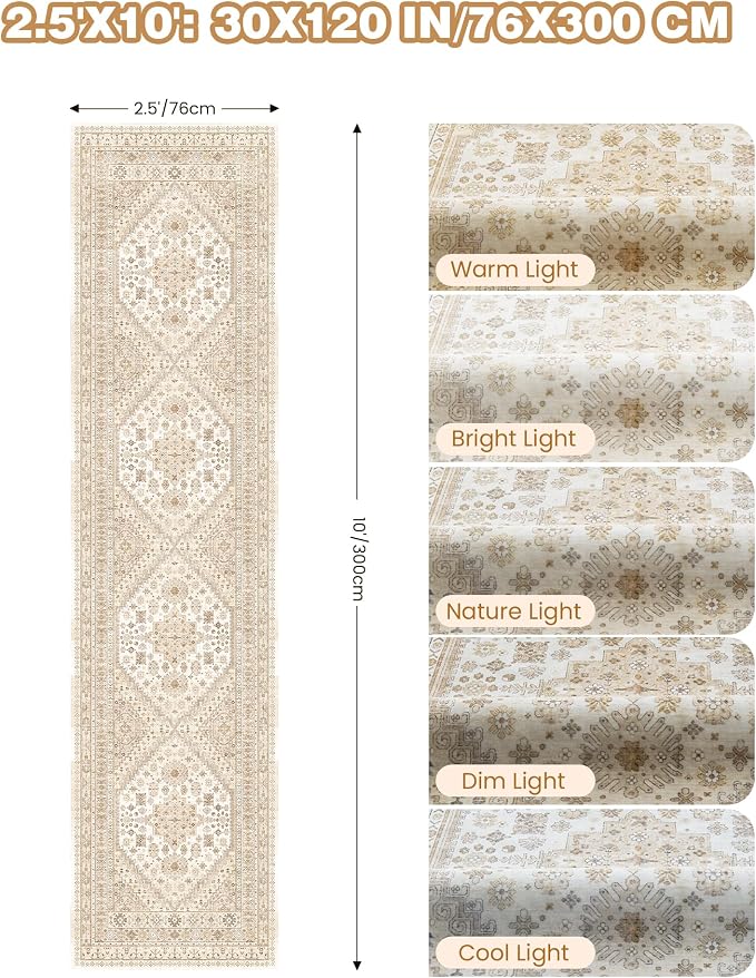 Kitchen Runner Rug Non Slip Washable 2.5x10, Soft Ultra-Thin Entryway Rug - Image 2