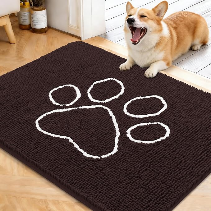 OLANLY Dog Door Mat for Muddy Paws 40x32, Paw Print Design, Absorbs Moisture by OLANLY