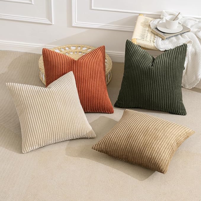 MIULEE Boho Farmhouse Throw Pillow Covers 18x18 Inch Set of 4 Rustic Modern - Image 4