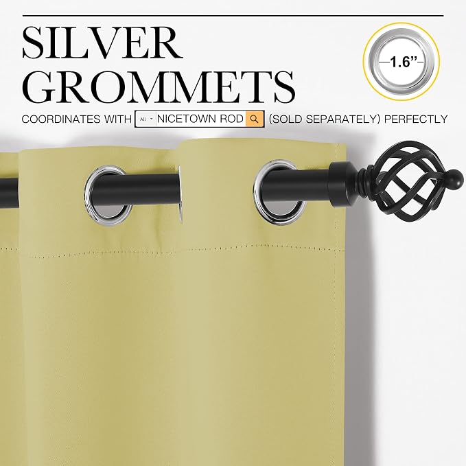 NICETOWN Window Curtain Panels, Thermal Insulated Solid Grommet Blackout - Image 3