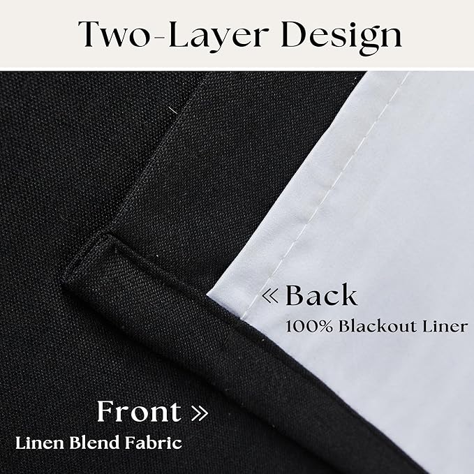 Black Pinch Pleated Linen Blackout Curtains 90 Inches Long - Image 4
