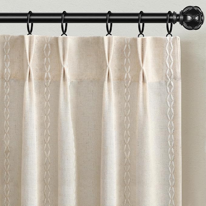 Pinch Pleated Look Light Filtering Curtains 84 Inch Length, 2 Panels Linen by Unknown