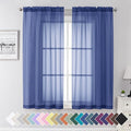 Aiyufeng Royal Blue Sheer Curtains 63 Inch Length 2 Panels Set, Semi by Aiyufeng